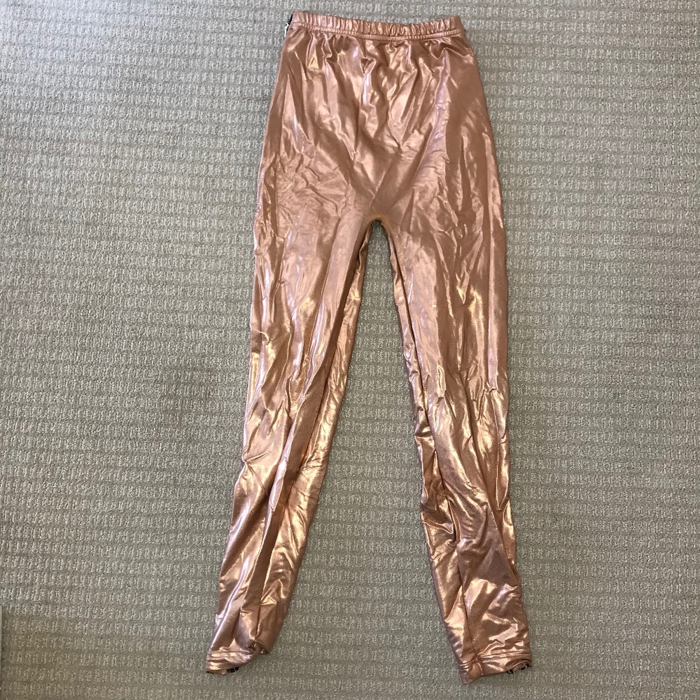 Bronze metallic spandex leggings